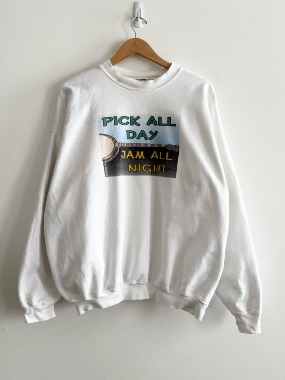 Vintage 90s Heavyweight Cotton Hanes Banjo Graphic Printed Sweatshirt - Picture 2 of 16